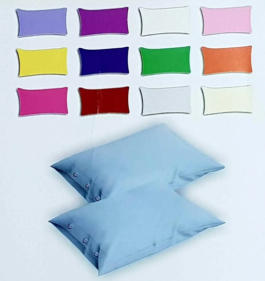 Coppia di federe cuscini letto con bottoni 100% COTONE 52X82 cm tinta unita.